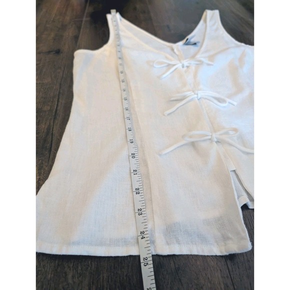 Womens Linen Tie Front Vest Tank Top Small Boho Festival Coastal Sleeveless - Picture 10 of 14